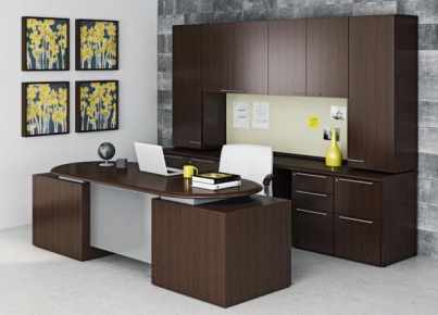 Modern Desk, Credenza and Hutch