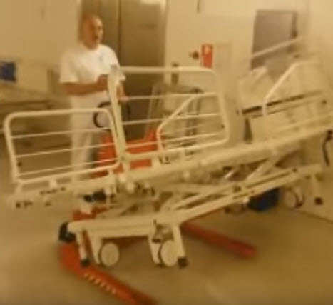 Video showing operation of hospital bed lifter and tilter