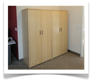 Wood veneer storage cabinets in Mountain View California
